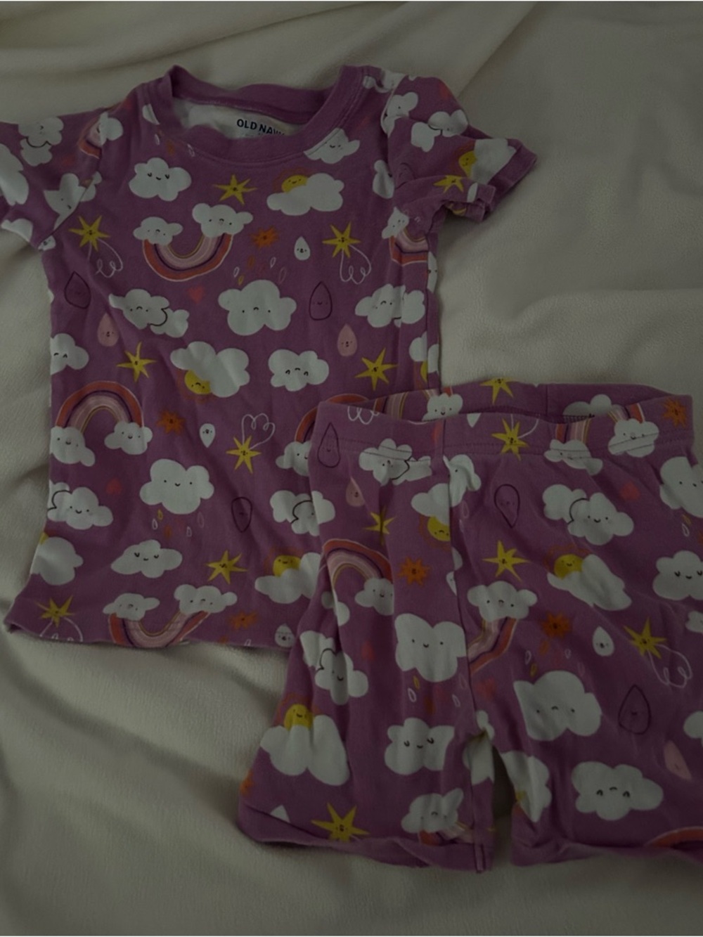 Old Navy Purple Cloud & Rainbow Short Sleeve Pajama Set